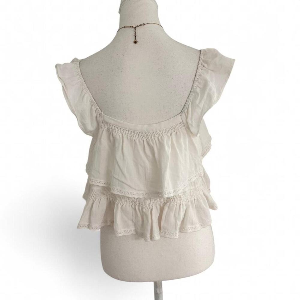 Entro White Cute Cottage Core Button Ruffled Hem Tiered Tank Top Size Small - Picture 2 of 4